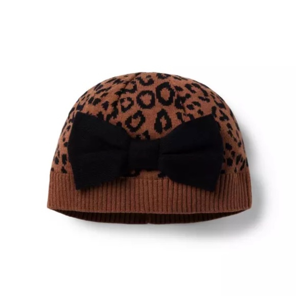 Janie and Jack - Leopard Bow Sweater Beanie - size 2T-3